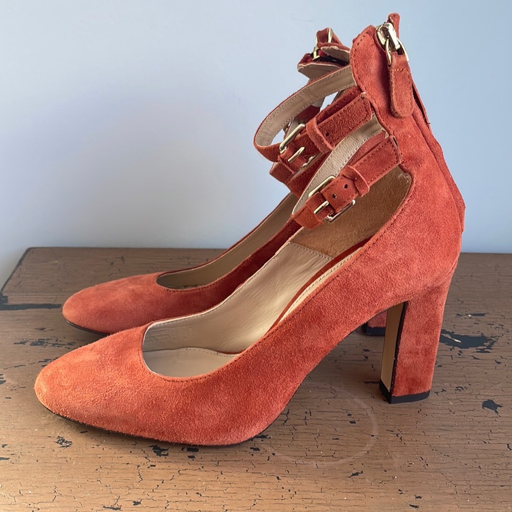 Massimo Dutti Women’s Strappy High-heels Burnt Orange Suede Size 37 (6.5 US)